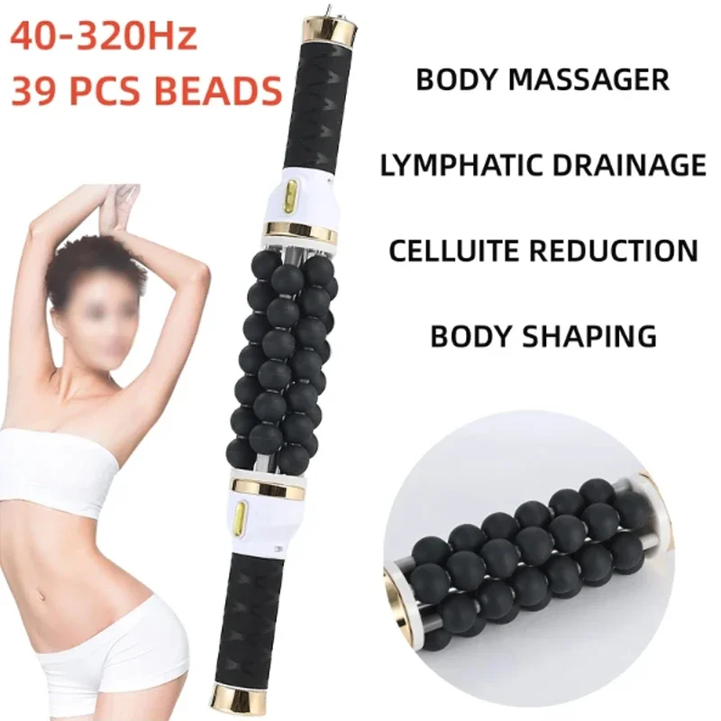 40W Electric Bead Roller Massage Cellulite Reduction Lymphatic Drainage Rolling Beads Cylinder Therapy For Muscle Body Relaxing