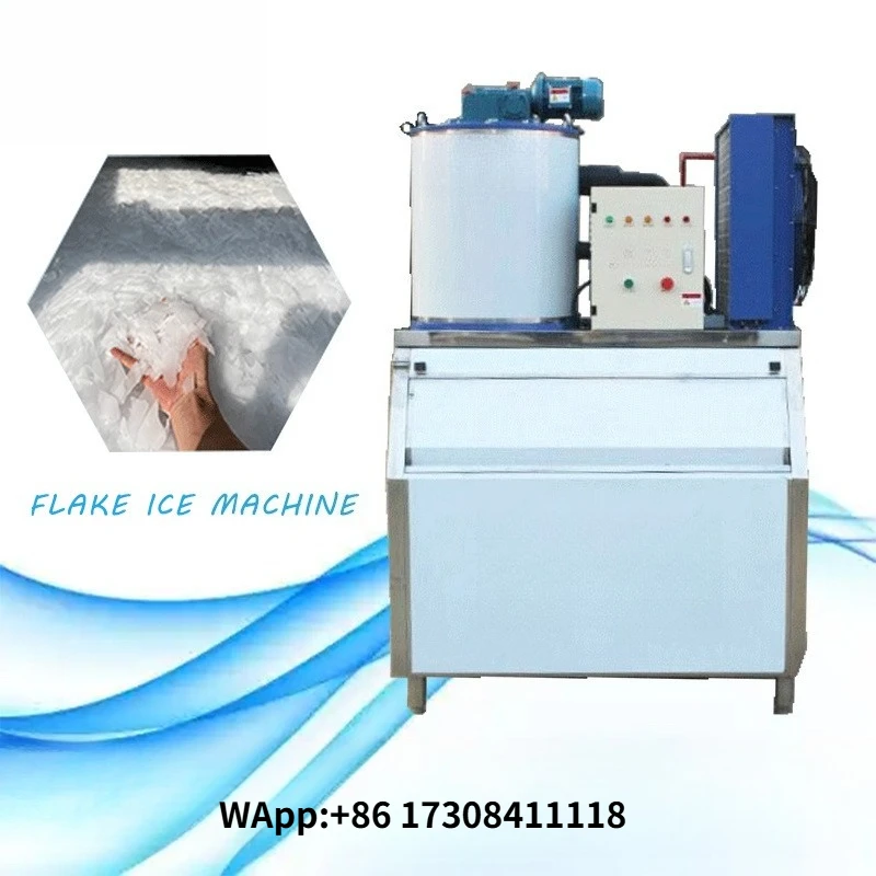 ZXshare 1 Ton Flake Ice Machine 24 Hrs Seawater Ice Machine for Fishery Industry Seafood Preservation Small Flake Ice Machine.