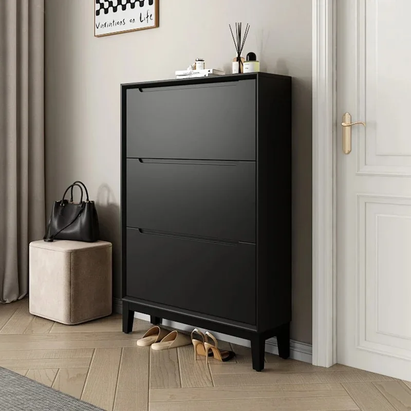 

Vertical Black Shoes Rack Wooden Luxury Organizer Storage Room Decor Safe Shoes Rack Vintage Professional Gabinete Home Design