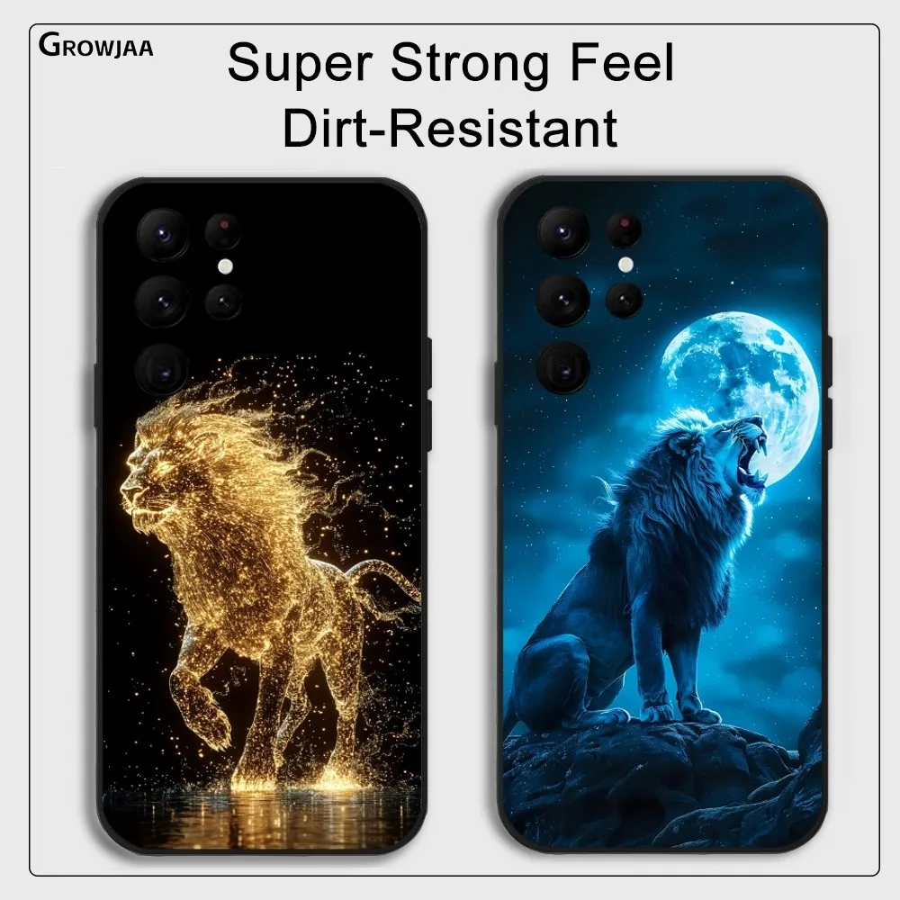 

Lion Wild Animals Luxury Phone Case For Samsung Galaxy S25 S24 S22 S23 Ultra S21 S20 Plus 5G Protective Silicone Funda