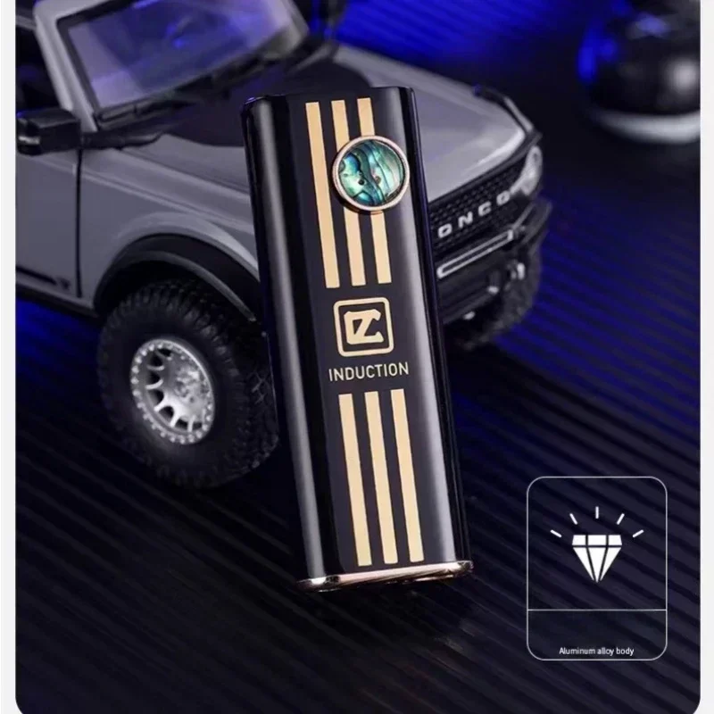 Pemantik Api Elektrik Real Shell Silent Torch dengan Api Lembut, Gas Butana, Baterai yang Dapat Diganti, Portabel untuk Merokok