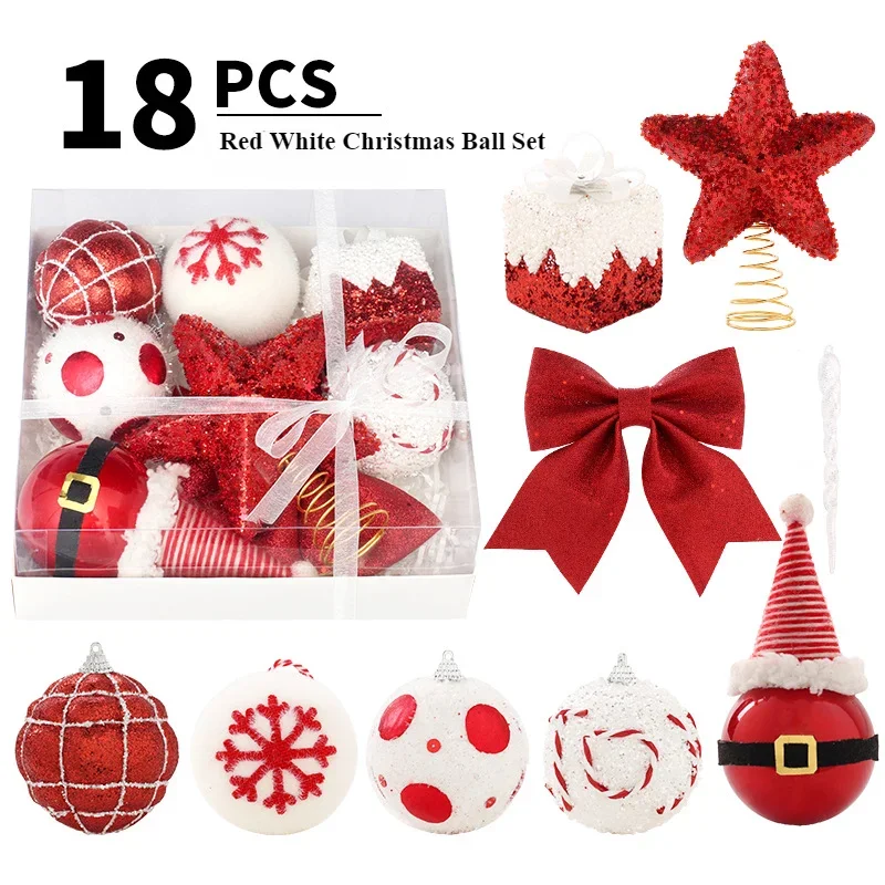 

18pcs Christmas Ball Decoration Christmas Tree Top Star Foam Decoration Pendant Ornaments