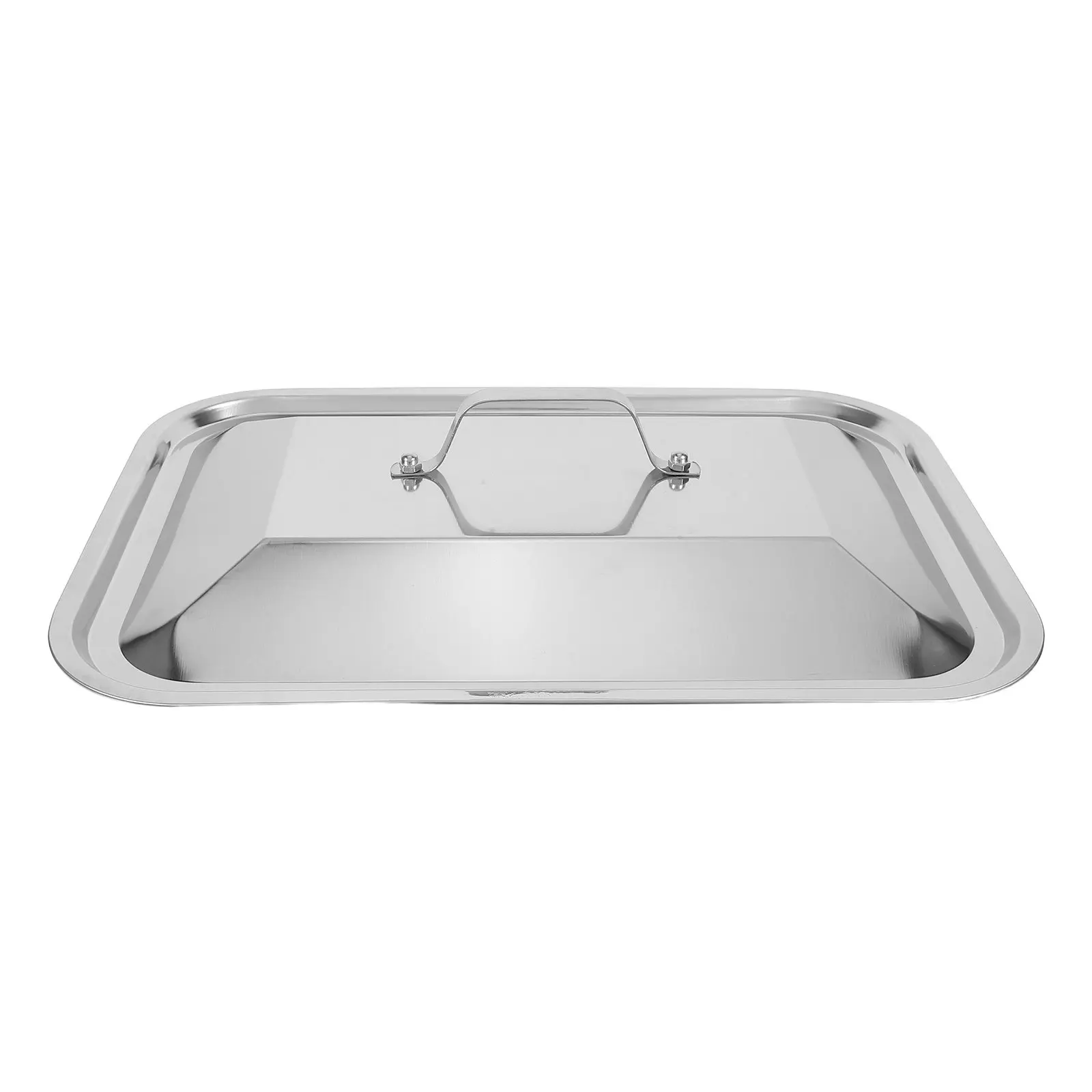 Stainless Steel Rectangular Fish Baking Pan with Lid Handle Splash Proof Dishwasher Safe for BBQ Picnic Catering