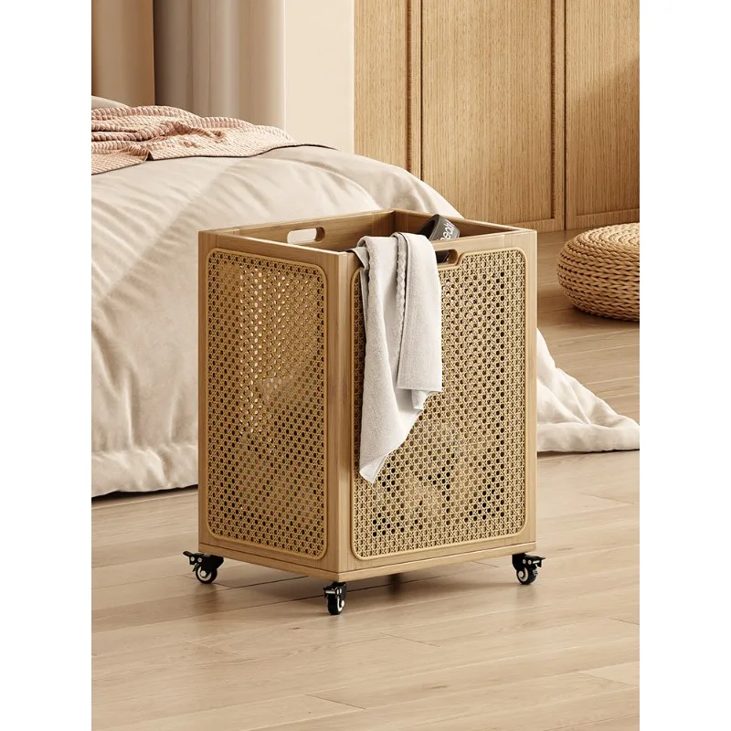 Yoga mat high-value clothes basket removable with wheels woven basket