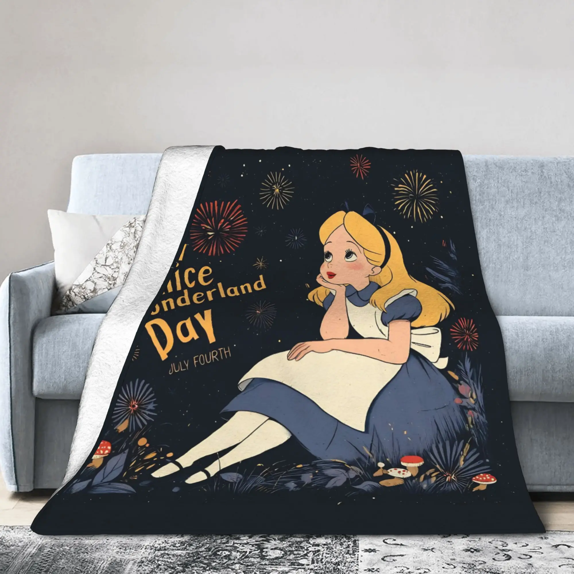 Alice In Wonderland  Knitted Blanket  Plush Throw Blanket Bed Sofa Decoration Soft Warm Bedsprea,