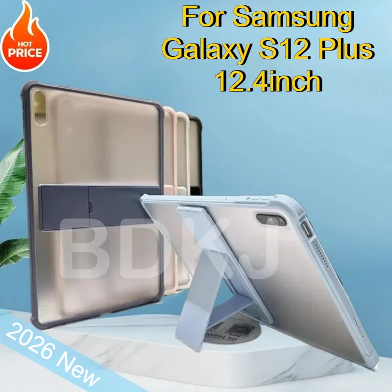 Matte Clear Bracket Stand Case for Samsung Galaxy Tab S12 Plus 2026 S11 S10 Lite Fe A11 A9 S9 FE S8 S7 Plus 11 8.7 12.4 PC Cover