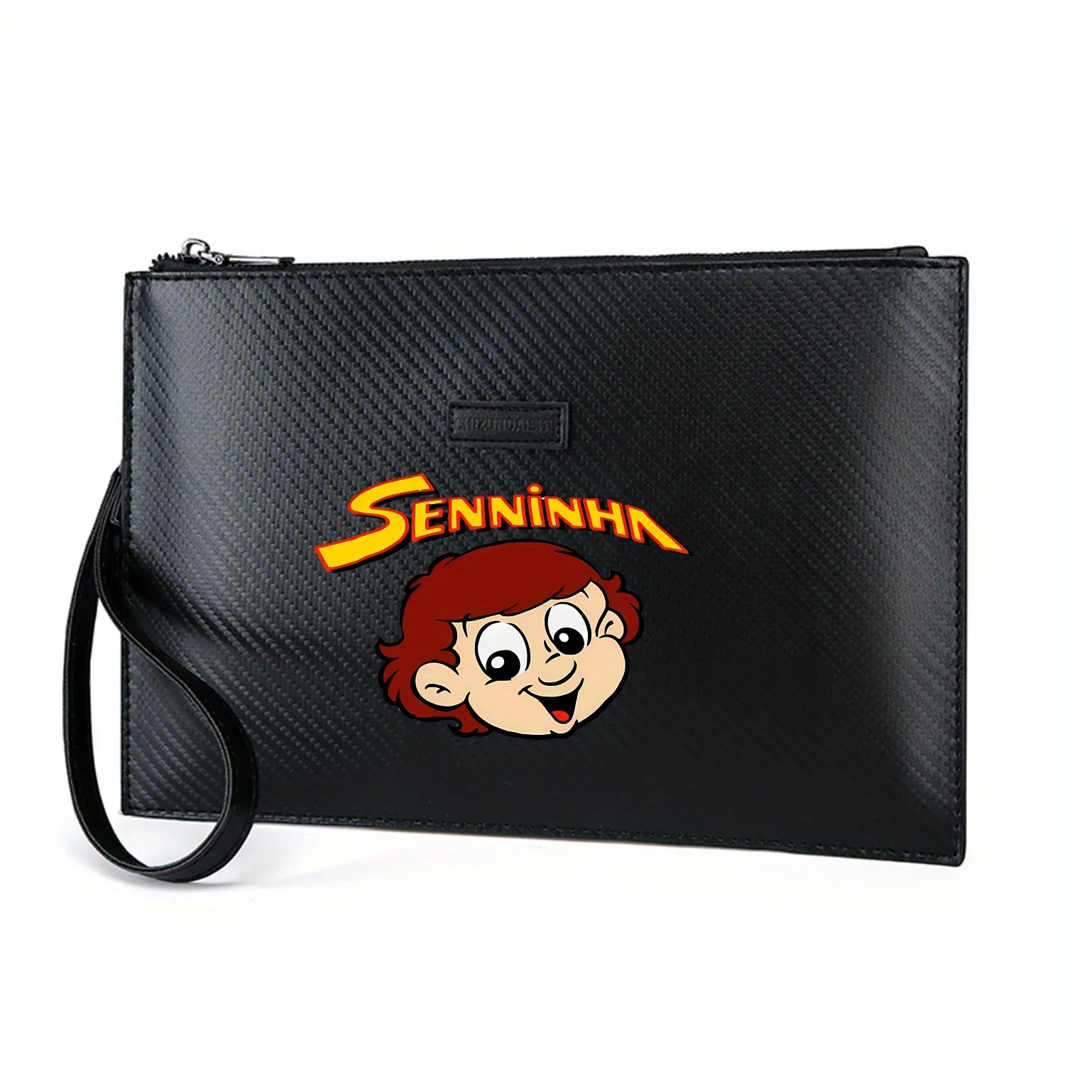 

Логотип улыбающегося лица с красными волосами Элегантная мужская сумка из искусственной кожи с принтом Модная и практичная для повседневной носки