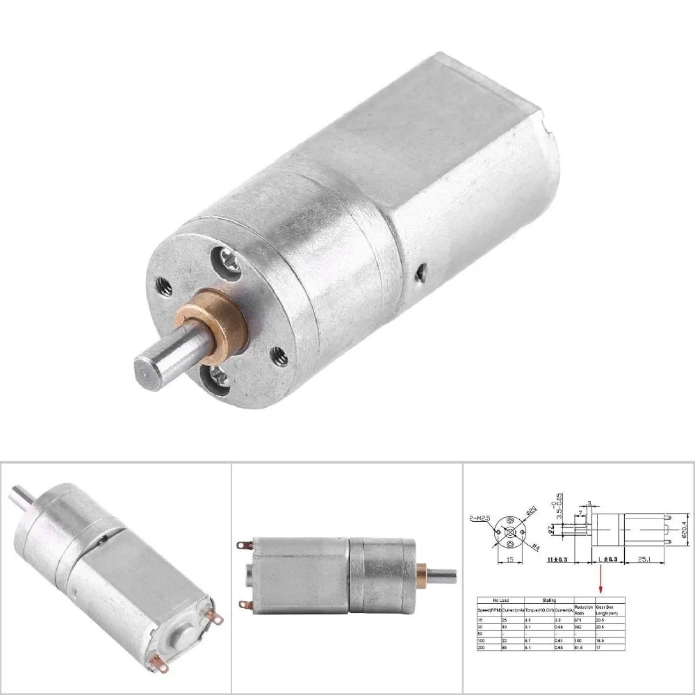 12V DC Gear Reduction Motor 100RPM 20mm Diameter Speed Reduction Motor Reversible 200RPM High Torque Motor For DIY Projects