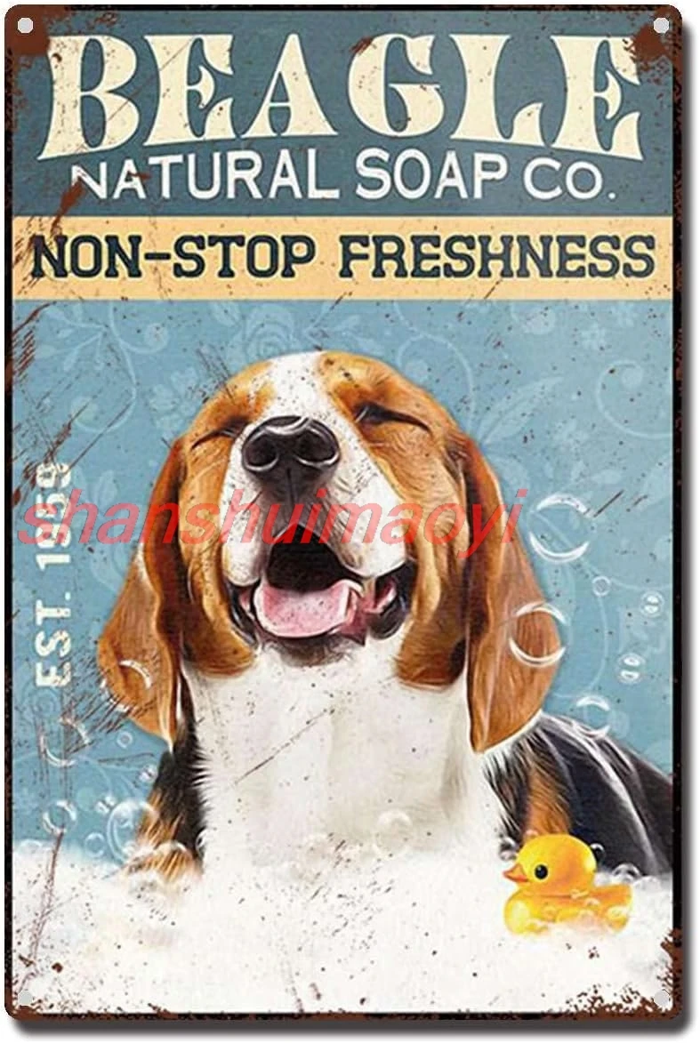 shan Tin Sign Beagle Nature Soap Non Stop Freshness Aluminum Sign for Coffee Home Wall Decor 8x12 Inch-Tin Sign 1pc