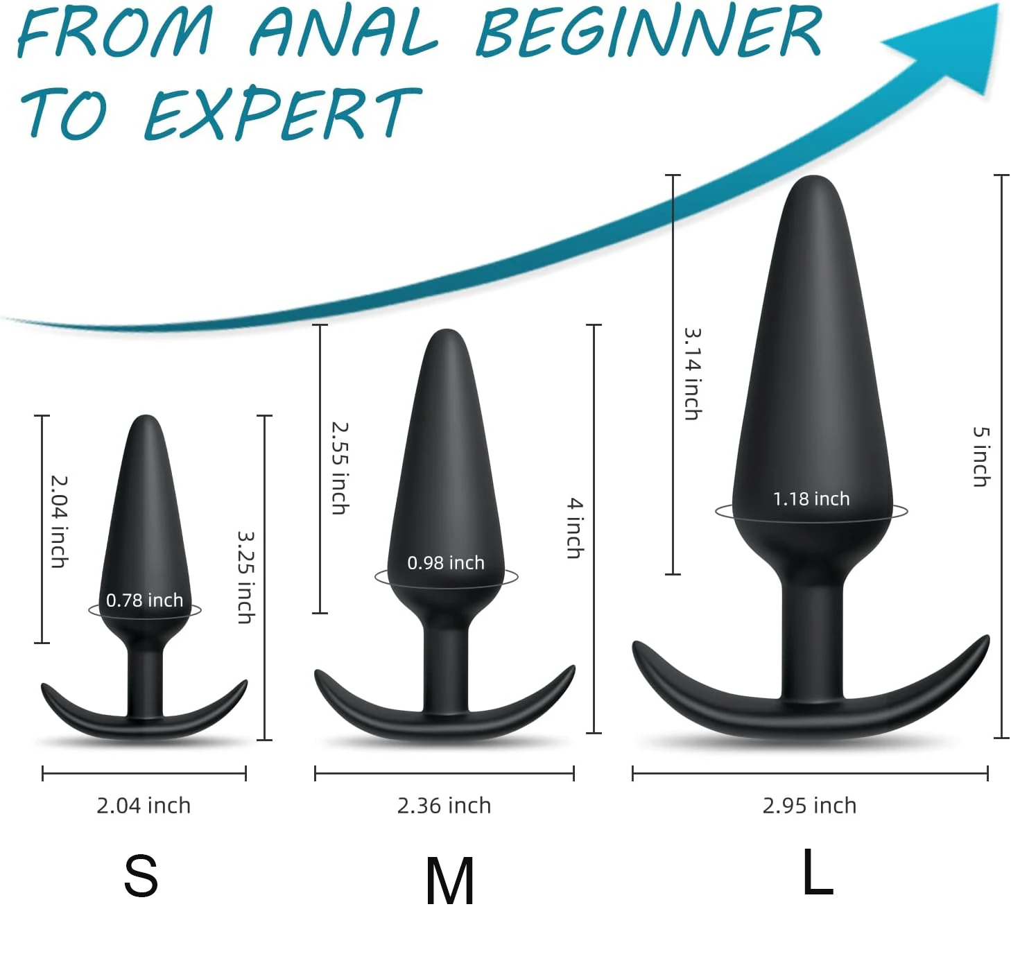 Sex Toys Silicone Anal Plug Butt Plugs Training Set for Beginners Advanced Users with Flared Base Prostate Pack of 3 Adultos Gay