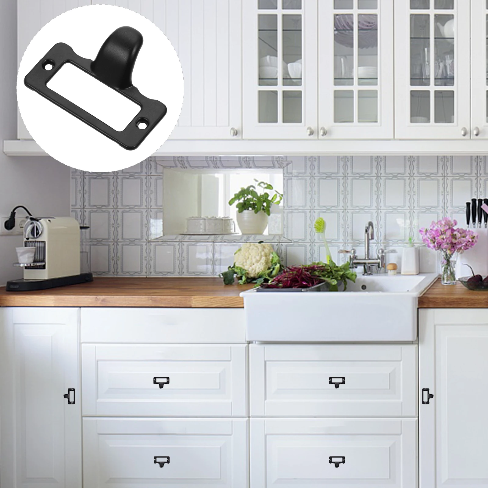 

10pcs Label Pull Handle Zinc Alloy Retro Drawer Cabinet Furniture Accessories Tag Frame Simple Install Office Use