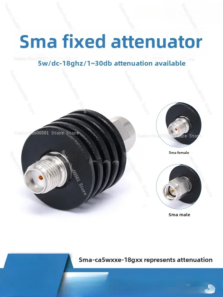 SMA fixed attenuator 5W RF coaxial signal attenuator 1-30db DC-18GHz