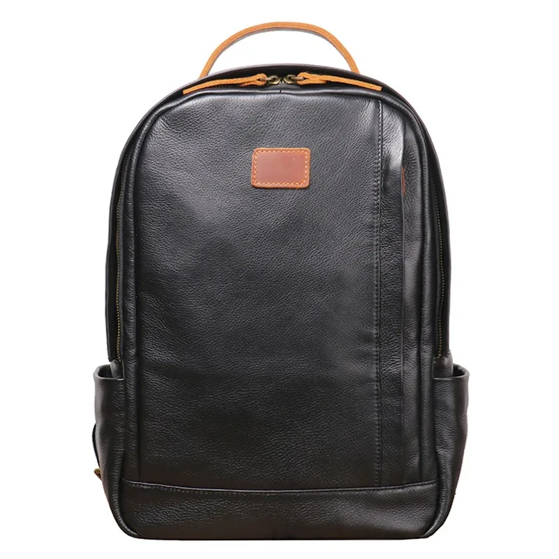 

Nesitu Highend Vintage A4 Black Full Grain Genuine Leather 14 15.6 inch Laptop Women Men Backpack Cowhide Travel Bag M30298