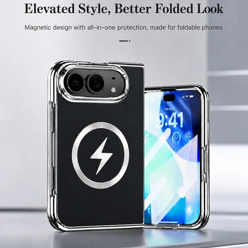 New Luxury Lightning Pattern Tempered Film Protective Magnetic Wireless Charging Phone Case For IPhone Ultra Shock Protection