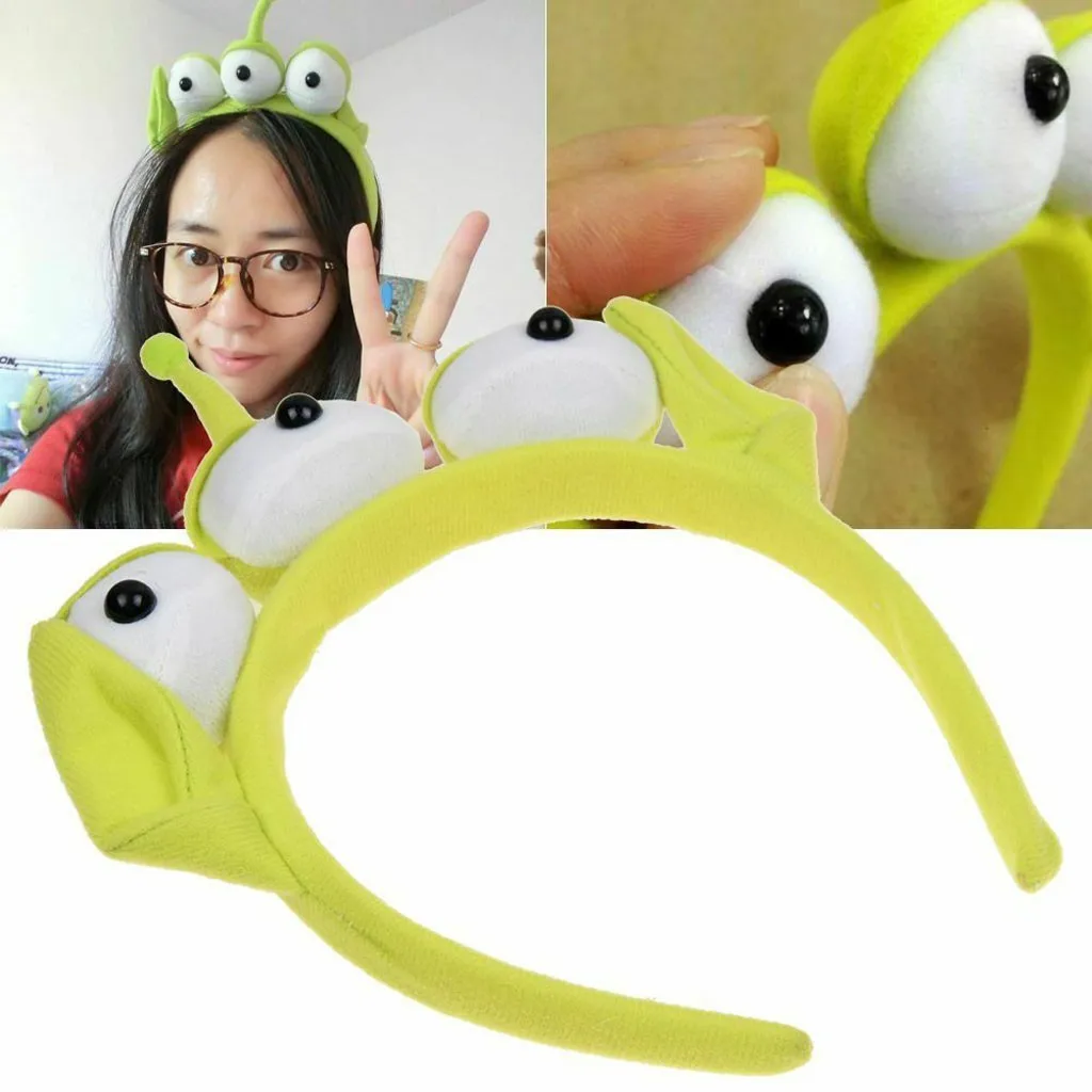 Green Headband Alien Cosplay Costume Accessories Anime Three-eyes Monster Hair Bands Cute Funny Cartoon Hairbands Girl Women