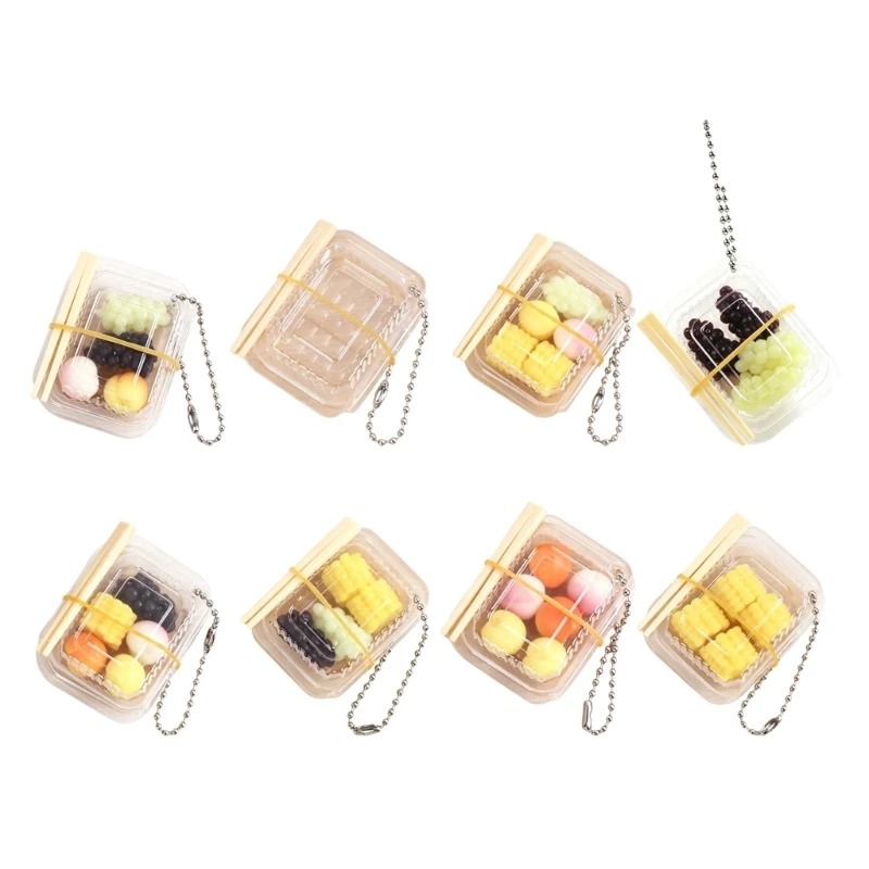 Mini Lunch Box Charm Pendant with Clear Shell and Silver Chain