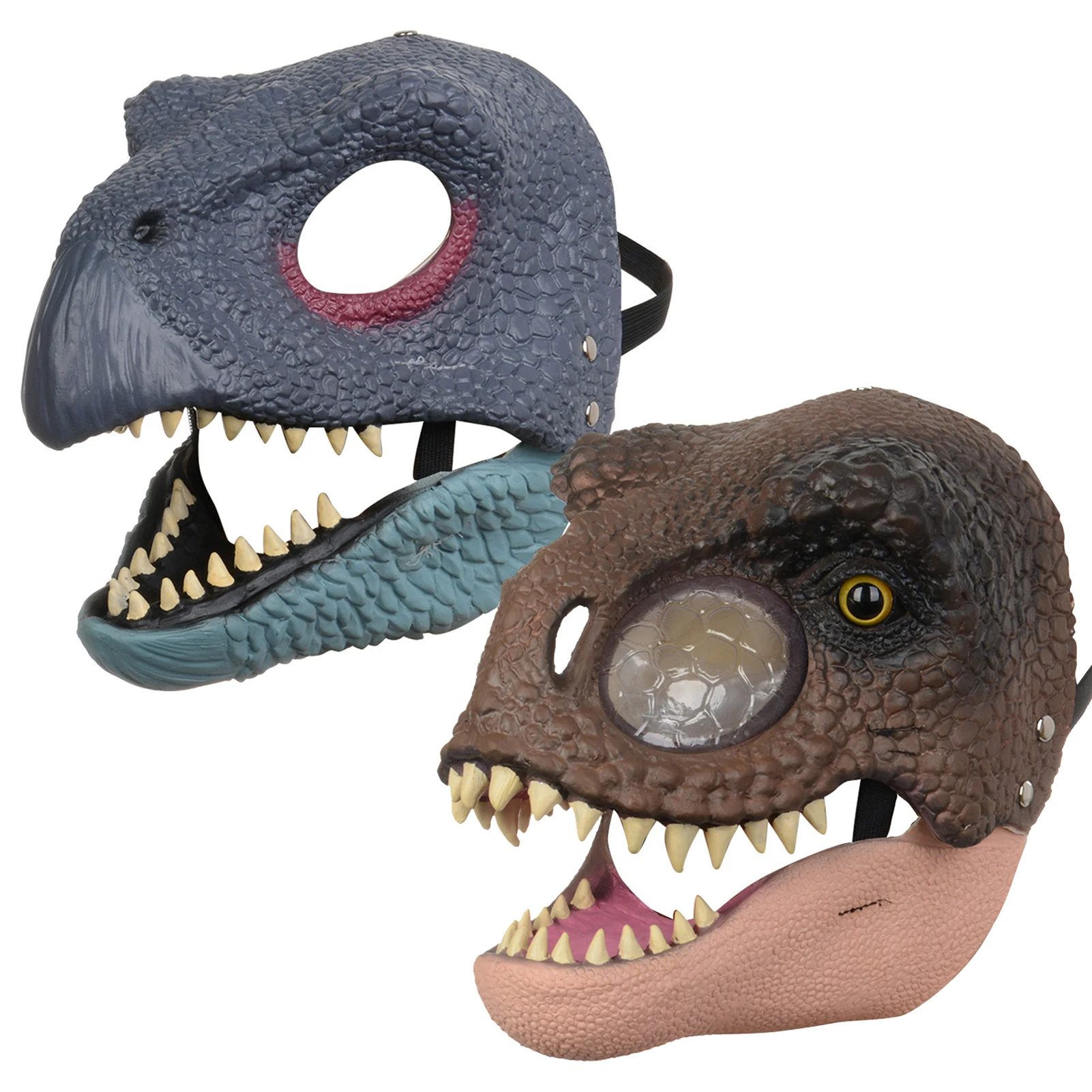 Unique Dinosaur Head Mask Moving Jaw Raptor Mask Realistic Animal Latex Full Head for Carnival Dress Up Halloween Cosplay Party