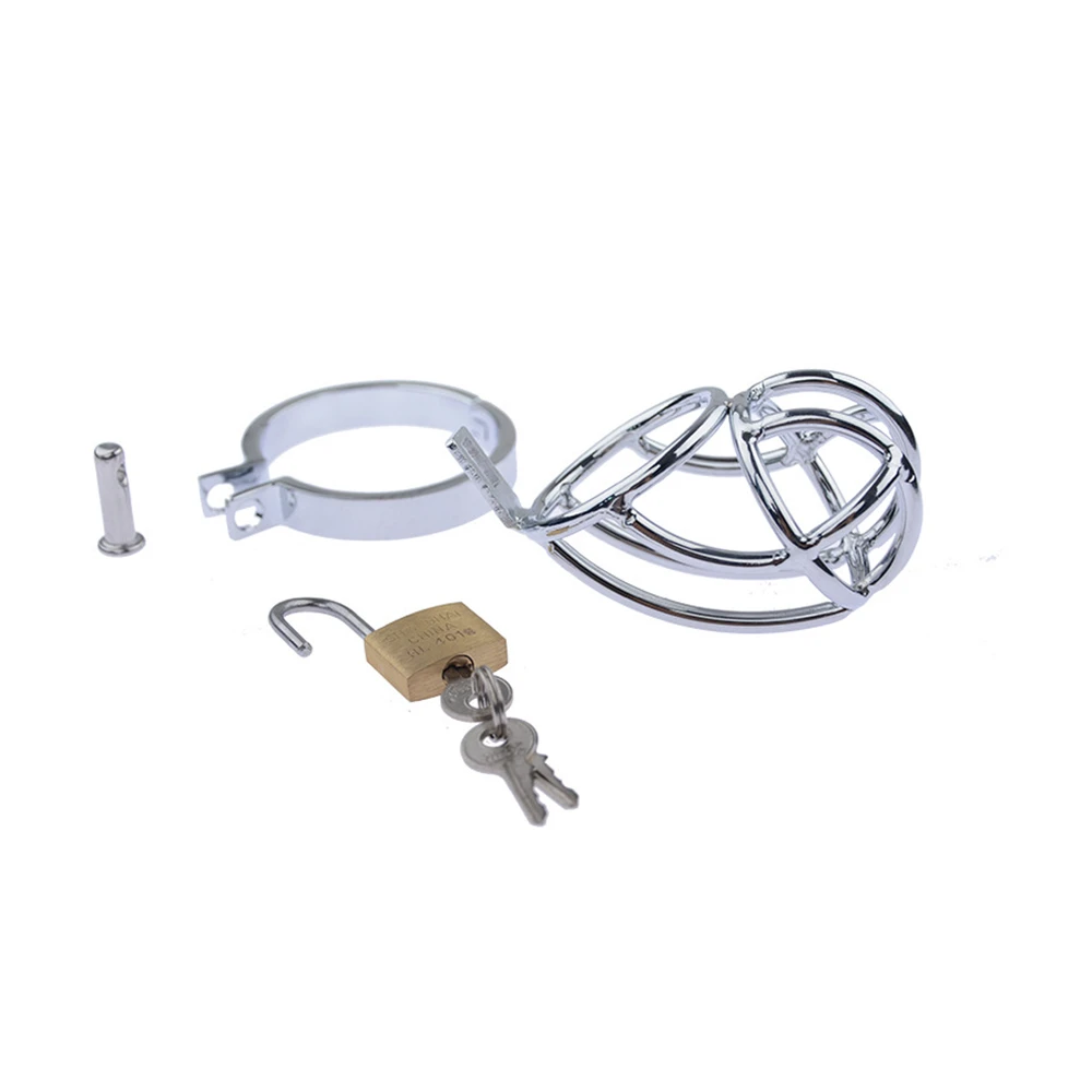 Stainless Steel Metal Cock Cage with Penis Bondage Sleeve Barbed Ring Male Chastity Device locks Adult Belt with Lock Sex Toys