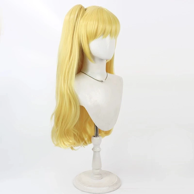 جميلة علاج Asahina ميراي شعر مستعار تأثيري 70 سنتيمتر المرأة طويلة شقراء ذيل حصان مقاومة للحرارة الشعر الاصطناعية هالوين كرنفال حفلة