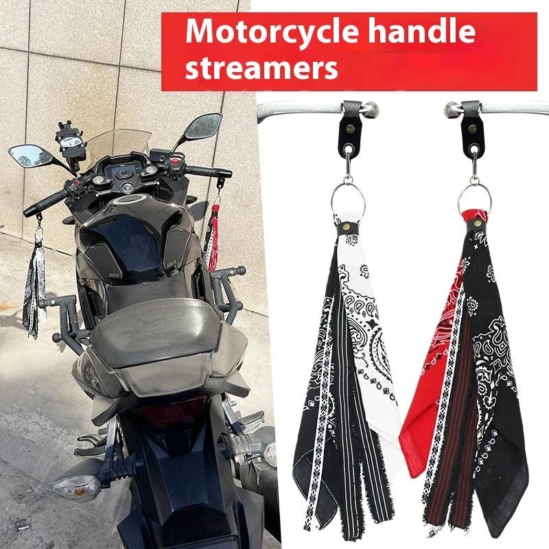 Универсальное украшение на руль мотоцикла в стиле хип-хоп, бандана в стиле рок-панк, лента для байкера, висит Универсальное украшение на руль мотоцикла в стиле хип-хоп, бандана в стиле рок-панк, лента для байкера, висит
