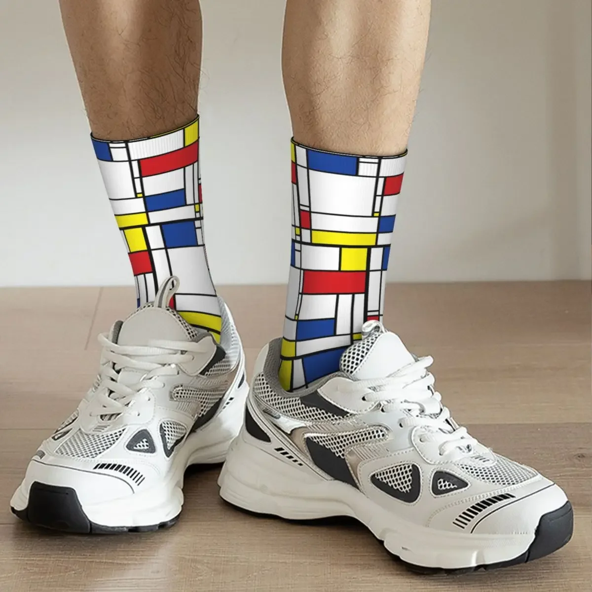 Mondrian-Calcetines minimalistas De Stijl para hombre y mujer, medias largas De alta calidad, De Arte Moderno, para todas las estaciones, regalos