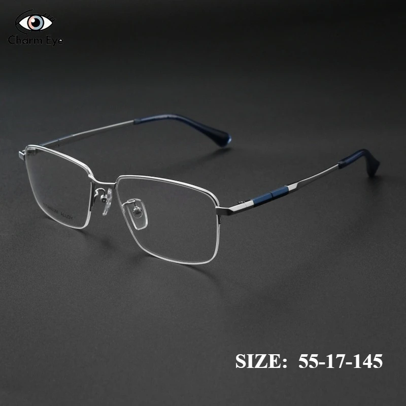 

Pure Titanium Glasses Frame Men Business Fashion Half Frame Ultra Light Square Optical Myopia Reading Anti Blue Light Eyeglasses