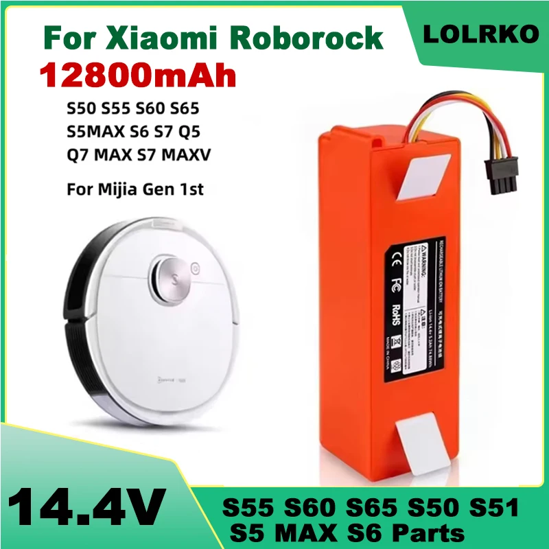 14.4V 6500mAh Original Replacement Battery For Xiaomi Roborock S6 S7 MaxV Q5 Q7 MAX Robot Vacuum Cleaner Accessories Parts