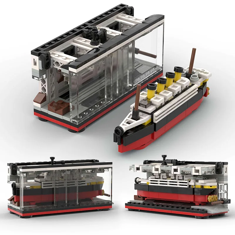 Creative Titanic cruise ship with display box building block small particle moc children's toy wholesale cross-border DIY