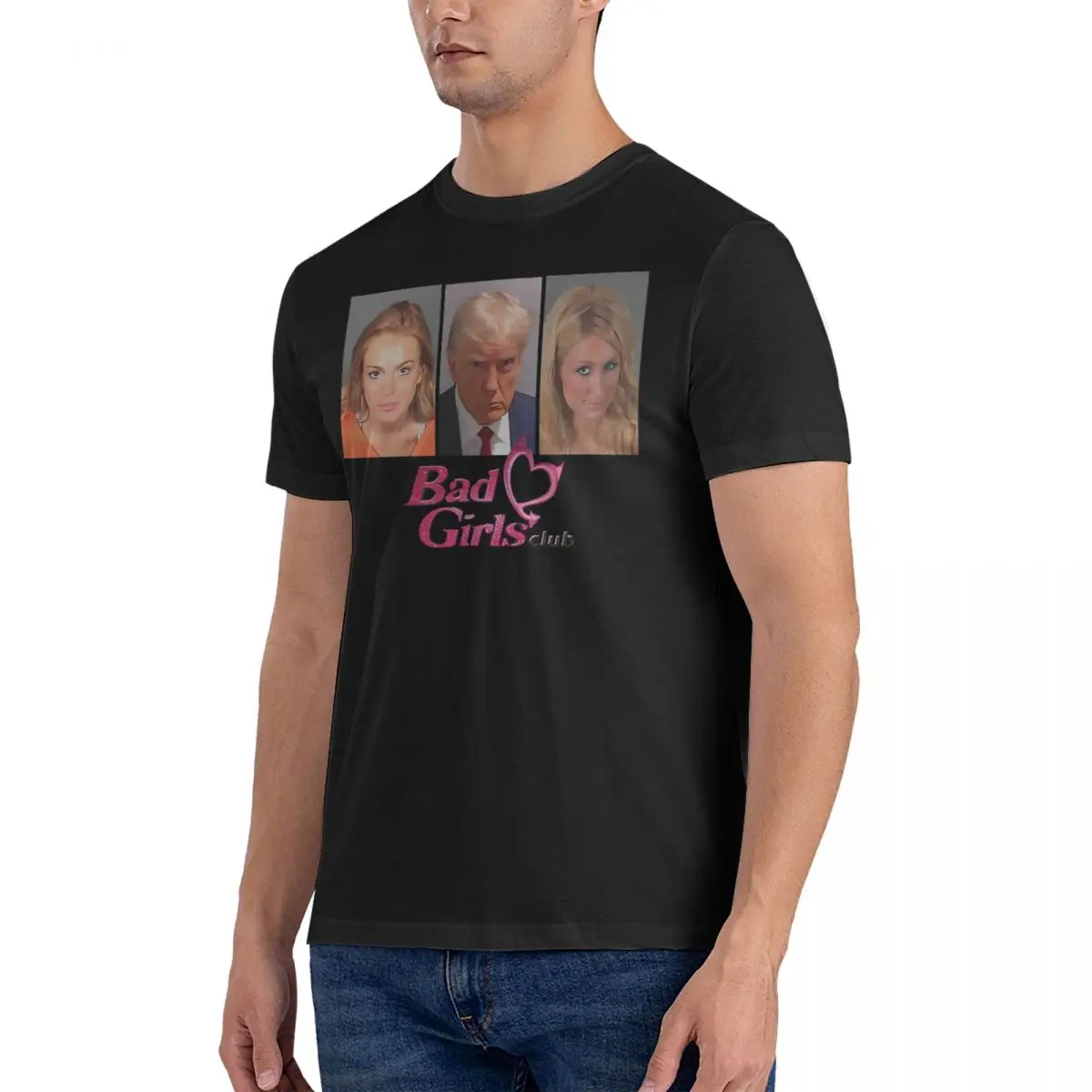 Paris Hilton Donald Trump Bad Girls Club Men T Shirt Lindsay Lohan Casual Tees Short Sleeve Round Neck Pure Cotton Graphic