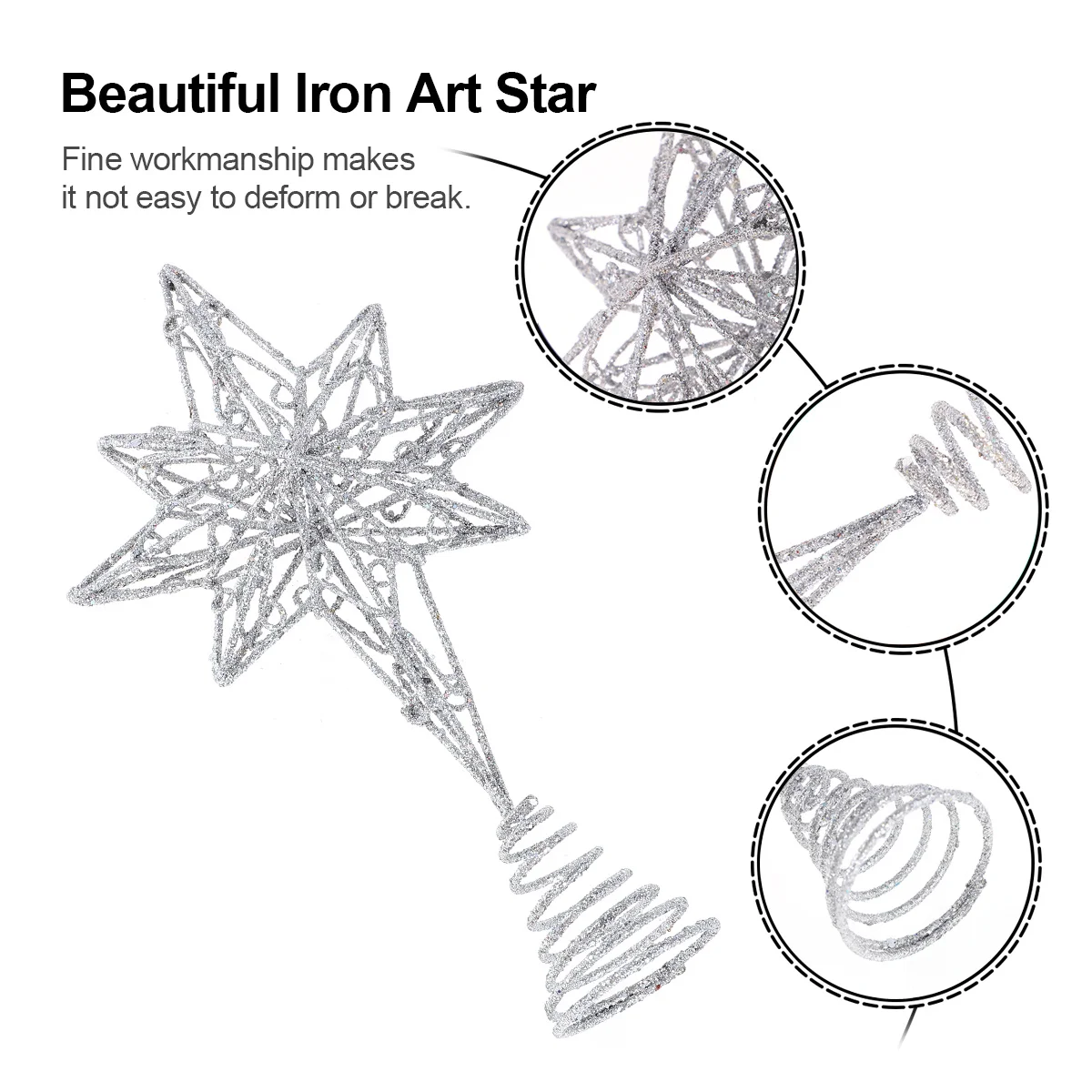 

1Pcs Star Christmas Tree Topper Colorful Elegant Decorative Tree Treetop Decor Home Party Festival Treetop Decor