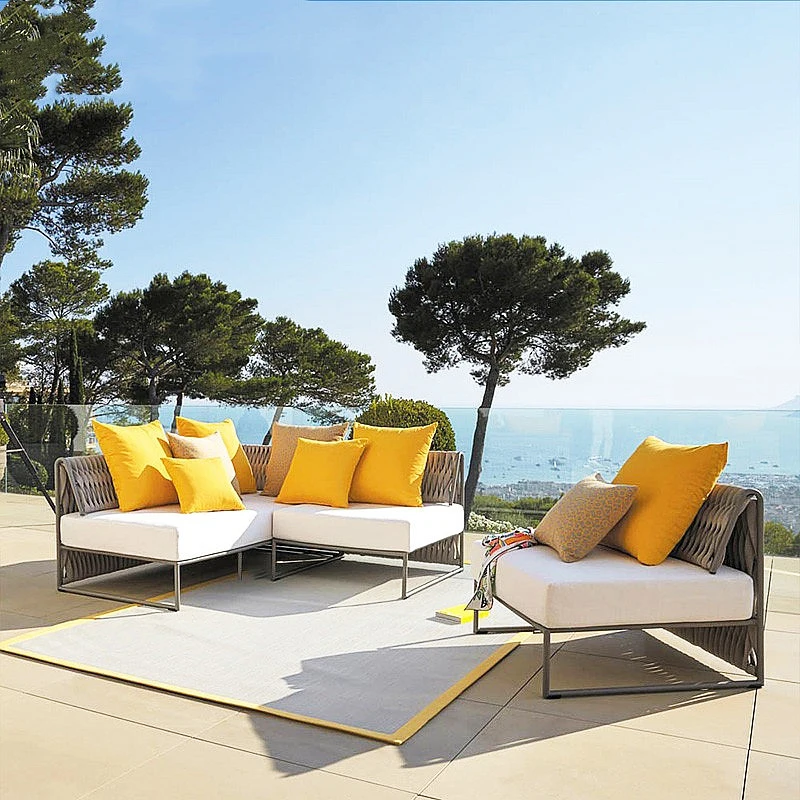 

Outdoor balcony rattan sofa combination courtyard rattan chair hotel outdoor villa furniture leisure yard rattan sofa chair