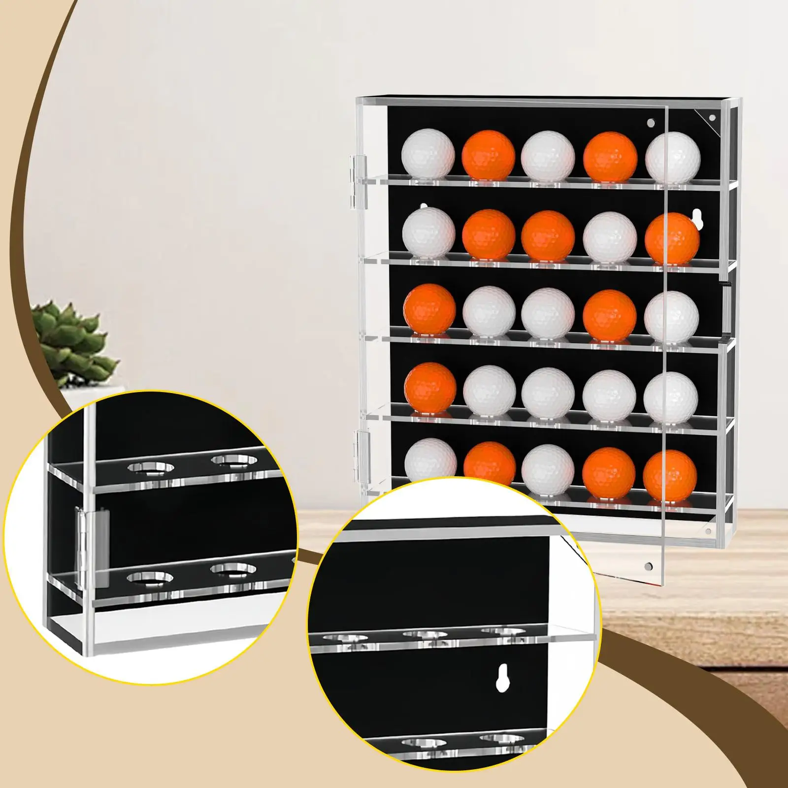Golfball-Vitrine für 25-Bälle, Aufbewahrungsbox zur Wandmontage, Memorabilia-Display für Sammler, Acryl-Halter, Organizer