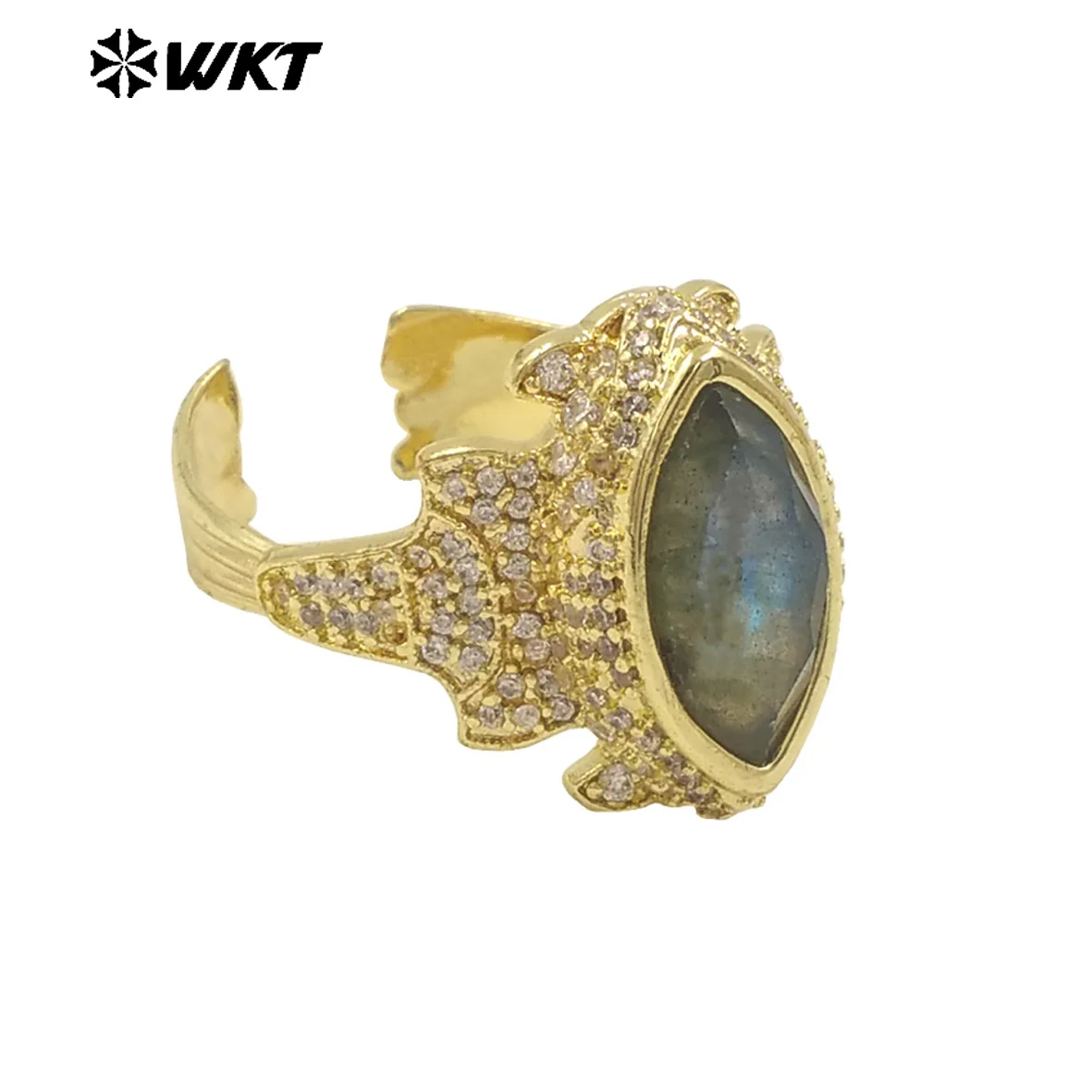 

WT-MR034 WKT Classic And Beautiful With 18K Yellow Gold Plated Zircon And Gemstone Adjustable Ring For Women Anniversary Gift