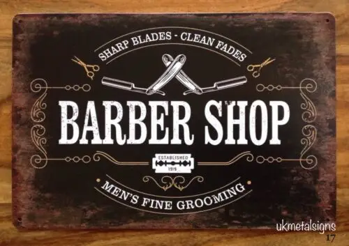 METAL SIGN FRAME PLAQUE BARBER SHOP ACCESSORIES 30CM X 20CM PROFESSIONAL BARBERS sign