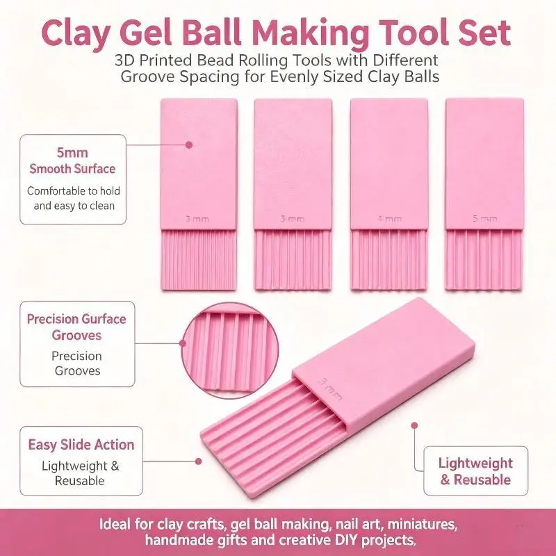 Clay Ball Maker 4PCS 3D Printed Reusable Precision Grooves Smooth Rolling for Small Business Clay Craft Production