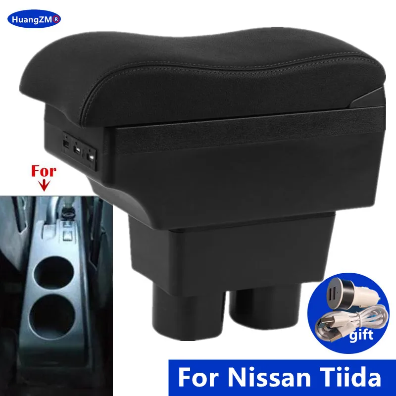 For Nissan Tiida C11 Armrest box For Nissan Sylphy Versa Tiida Latio Car Armrest box Center Storage Box Interior Car Accessories