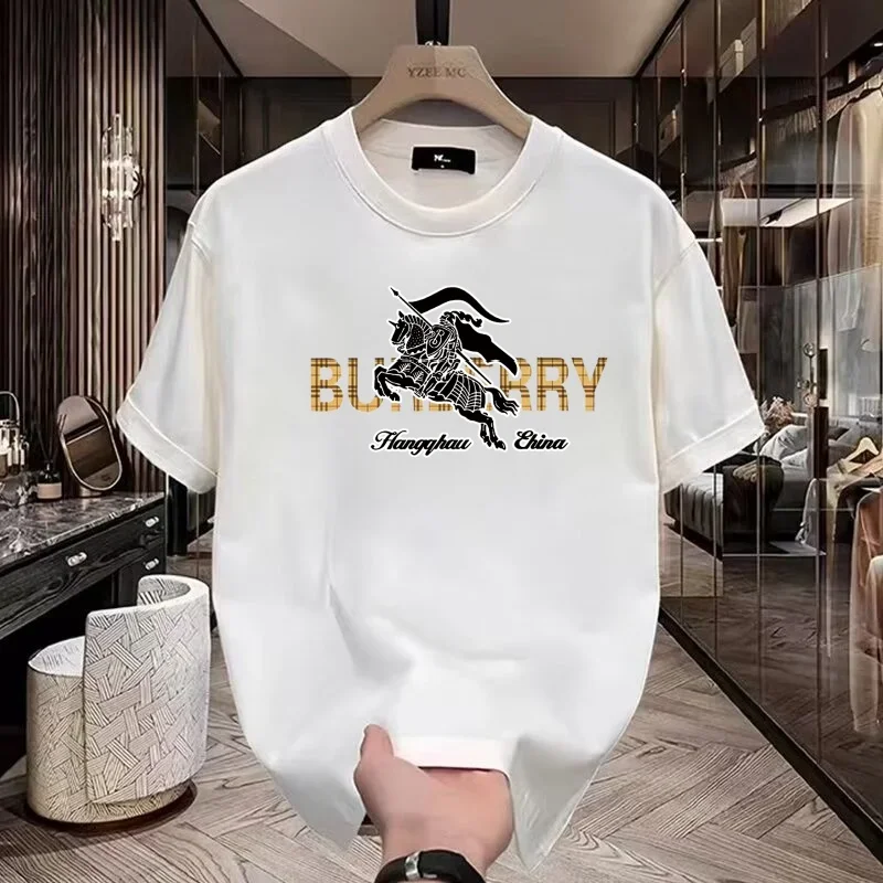 

War Horse Short Sleeve T-Shirt Men's Summer New Loose Fashion Luxury Trend Letter Crew Neck Sports Casual Cotton Top
