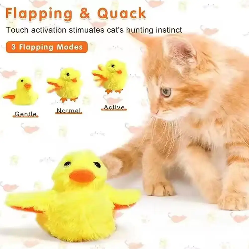 Flapping Duck Cat Toy Washable Plush Sounding Duckling Cat Pet Sensor USB Toy Interaction Toy Vibration Electric Play V4Y9