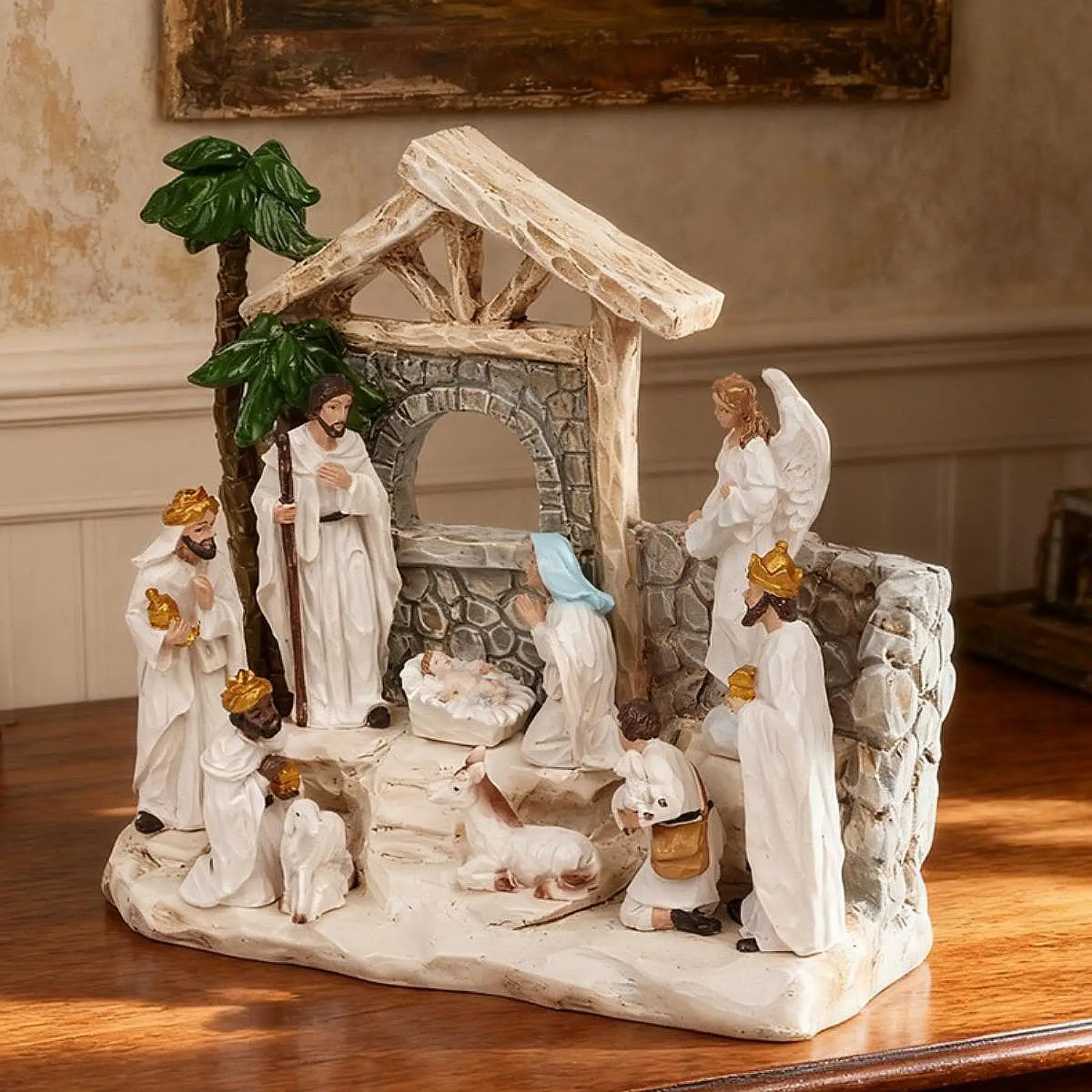 

Christmas Religious Display Figurine Set Limited Edition Resin Statues Modern Tabletop Decoration for Living Room Holiday Decor