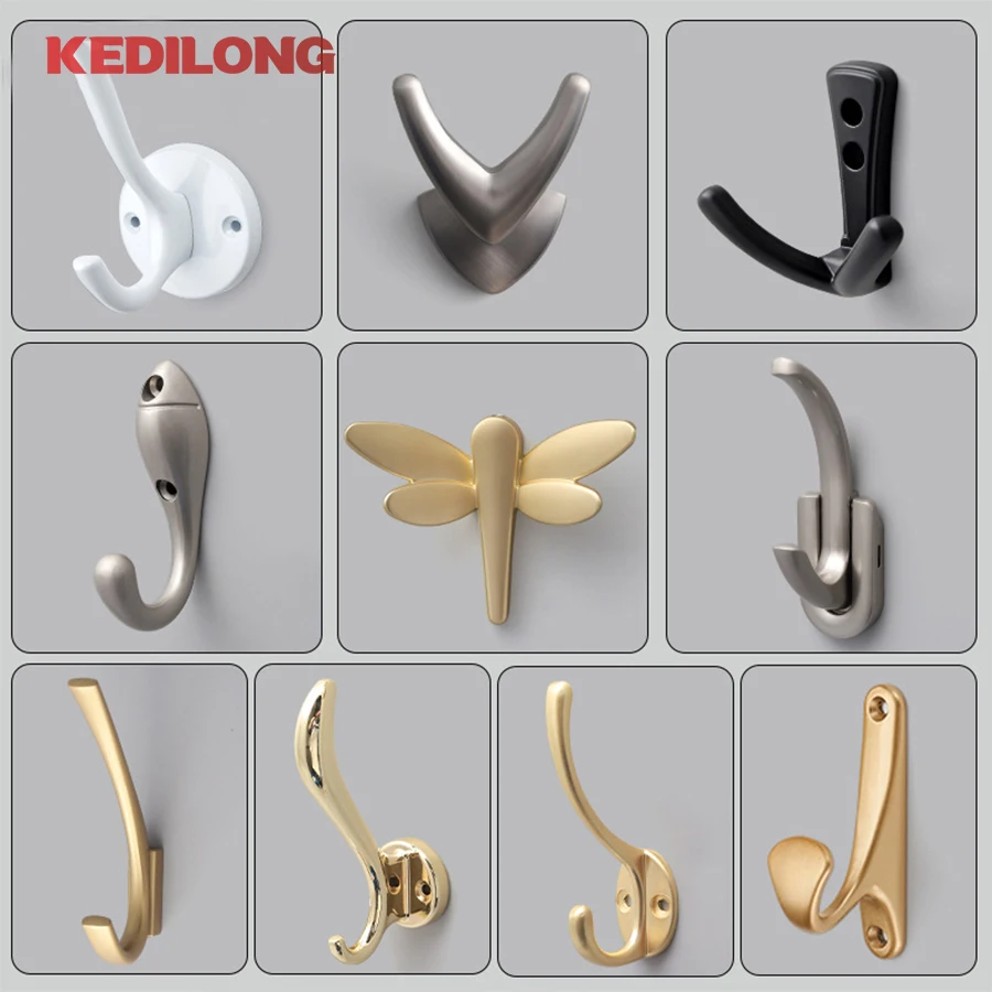 Modern minimalist zinc alloy black clothes hook furniture hardware foyer gold wardrobe wall hook