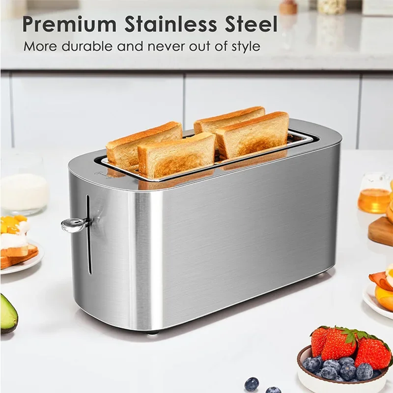 Touchscreen Toaster Electric Stainless Steel Multifunctional Extra-Wide Double-Slot Automatic Toaster Dual Slots