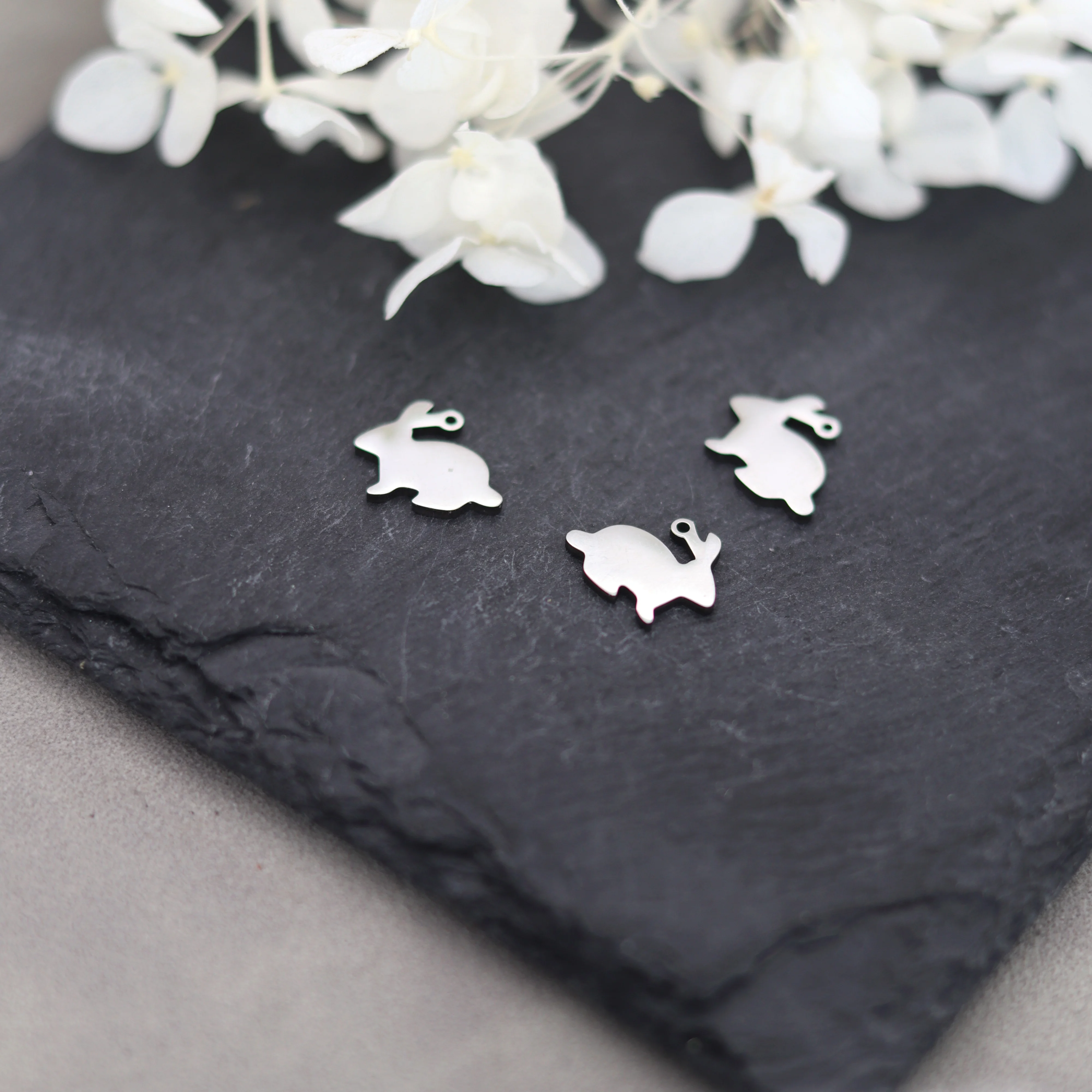 3pcs Stainless Steel Cute Bunny Pendant Charms for Jewelry Making Bracelets Earrings Kids Gifts Rabbit Animal diy Accessories