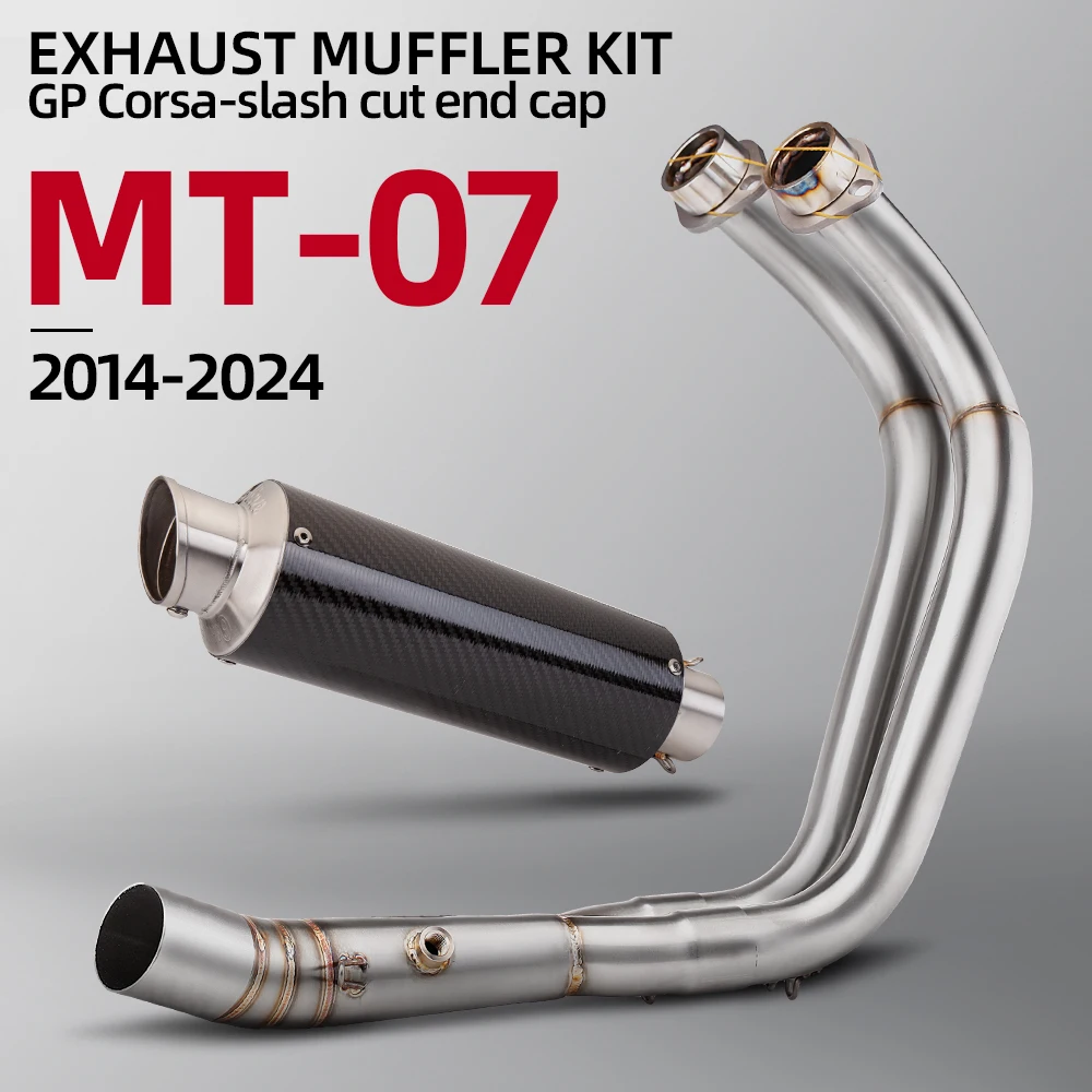 

Motorcycle Exhaust Escape Full System Front Middle Link Pipe with Carbon Fiber Muffler Suitable For YAMAHA MT07 FZ07 2014-2024