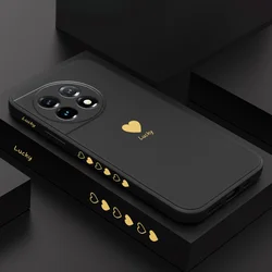 Yellow Heart Phone Case For Oneplus 11 11R 10 10R 10T 9R 9RT 9 8T 8 7 7T Pro 5G Liquid Silicone Cover