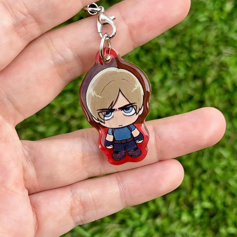 Leon Kennedy Chibi Acrylic Phone Chain / Keychain || Resident Evil 4 Horror Cute Kawaii Anime Keychain Chibi Mini