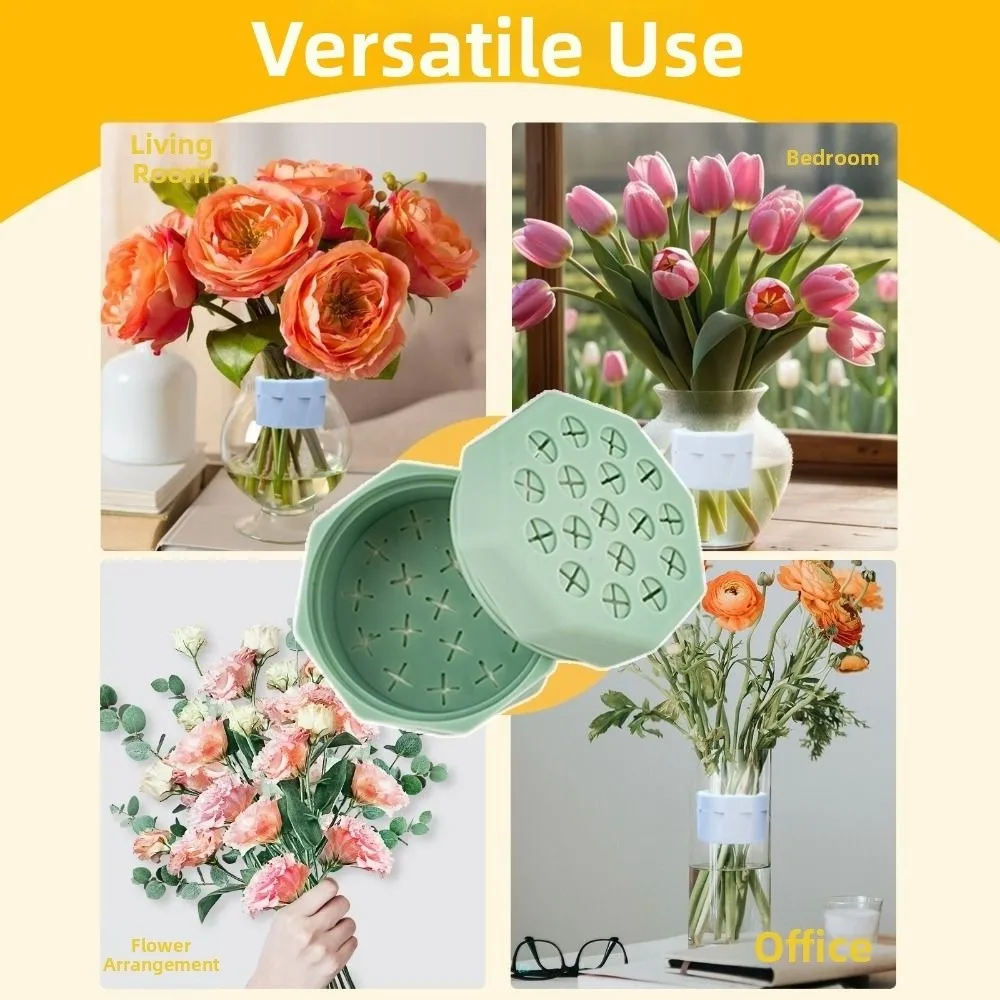 Reusable Spiral Ikebana Stem Holder Flexible Rotatable Silicone Blossom Grid 17 Holes Waterproof Flexible Floral Stem Holder