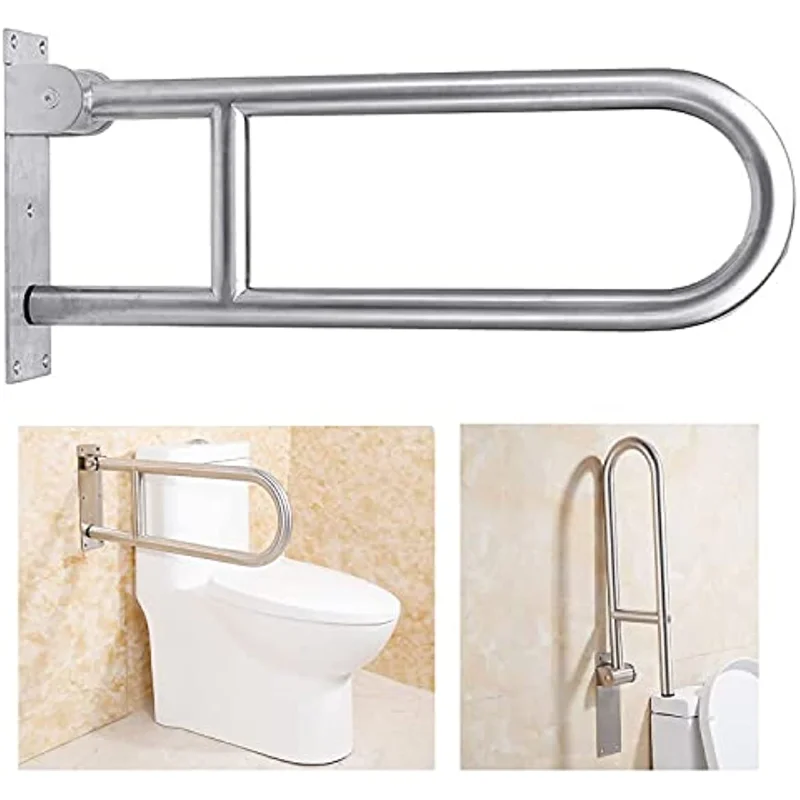 

Handrail Flip Over Toilet Handrail Wall Mounted Handrail 23.6-inch Stainless Steel Bathroom Shower Safety Bar