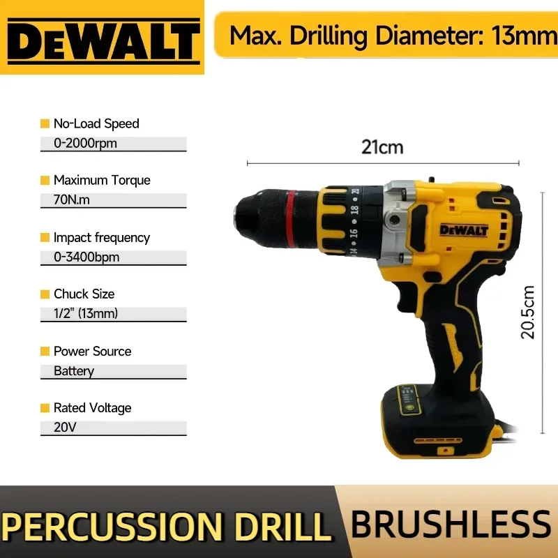 DEWALT المدمجة اللاسلكي الحفر فرش السيارات الحفر مفك متعدد الوظائف محرك مفك أداة كهربائية 18 فولت بات #6