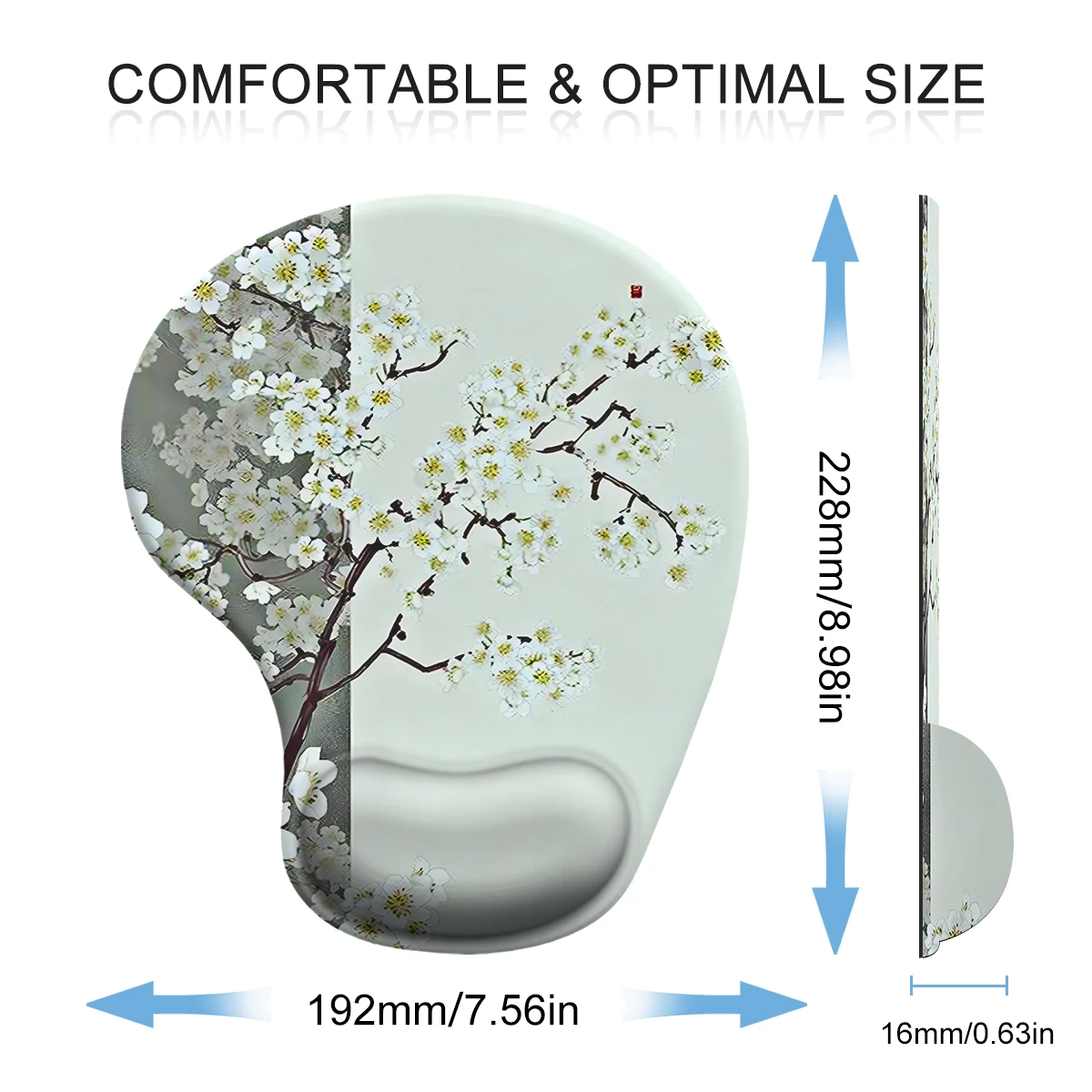 1pc Magnolia Flower Pattern Wrist Mouse Pad Ergonomic Soft Anti-Slip Wrist Rest Support Mat Computer Mouse Pad For Office PC