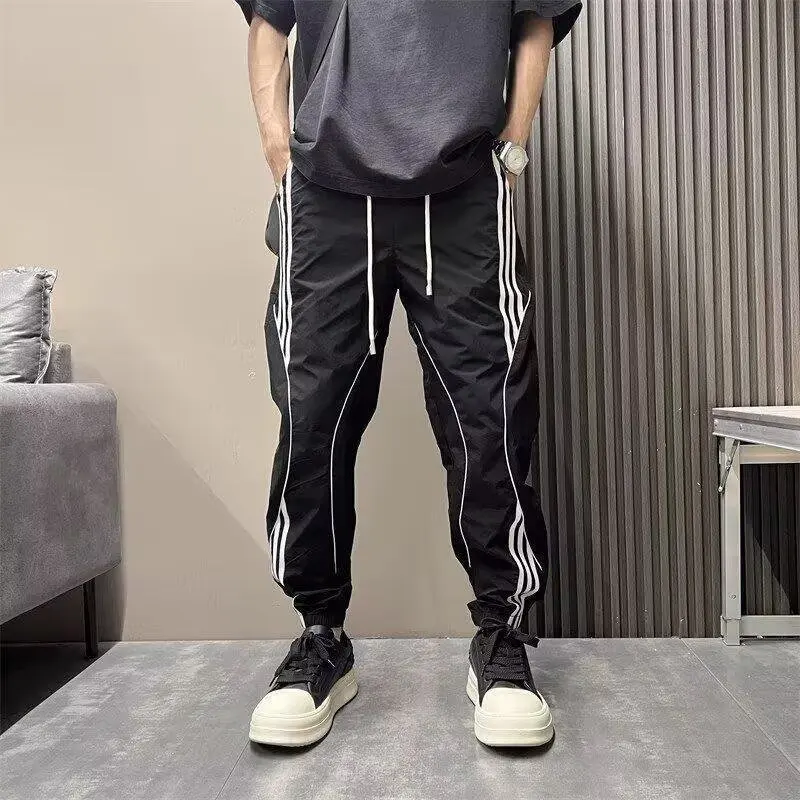 

Men's 2025 Casual Trendy Stripe Splicing Speed Drying Sports Pants Fashionable Versatile Leg Tight Casual Wear